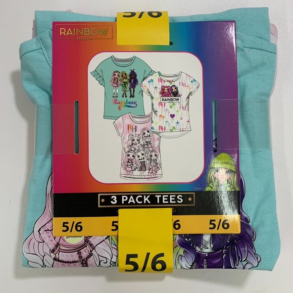 Rainbow High Girls 3-pack Tees 5 /6 Short Sleeve Graphic Print T-Shirts 5 / 6 - Picture 2 of 6